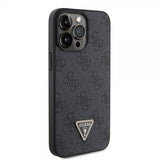 Guess iPhone 15 Pro Max Cover Metal Logo Rhinstens Crossbody Strap Sort