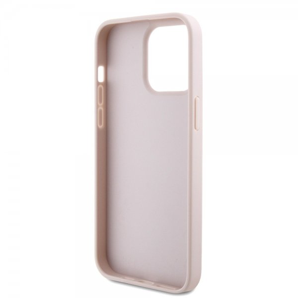 Guess iPhone 15 Pro Max Cover Metal Logo Rhinstens Crossbody Rem Pink