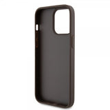 Guess iPhone 15 Pro Max Cover Metal Logo Rhinstens Crossbody Strap Brun