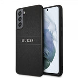 Guess Samsung Galaxy S21 FE Cover Saffiano Metal Logo Sort