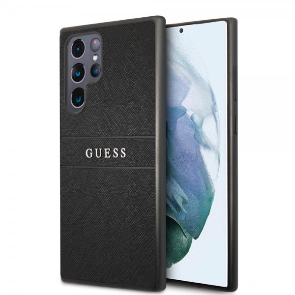 Guess Samsung Galaxy S22 Ultra Cover Saffiano Metal Logo Sort