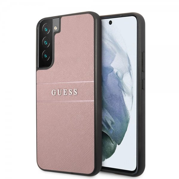 Guess Samsung Galaxy S22 Plus Cover Saffiano Metal Logo Rosa