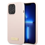 Guess iPhone 13 Pro Cover Silikone Metalplade MagSafe Rosa