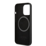 Guess iPhone 13 Pro Max Cover Silikone Metalplade MagSafe Sort
