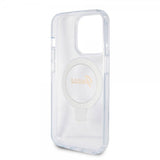 Guess iPhone 15 Pro Max Cover Ring Stand Glitter MagSafe Transparent