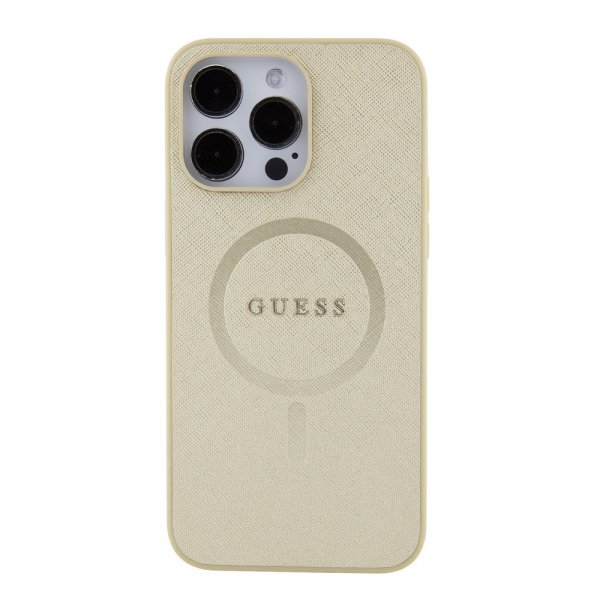 Guess iPhone 15 Pro Max Cover Saffiano MagSafe Beige