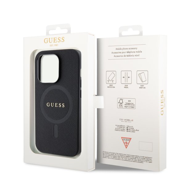Guess iPhone 15 Pro Max Cover Saffiano MagSafe Sort