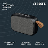Streetz Højttaler S100 Portable Compact Bluetooth-højttaler Sort