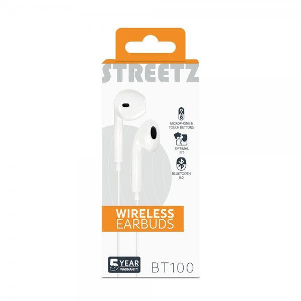 Streetz Høretelefoner BT100 Wireless Earbuds Hvid