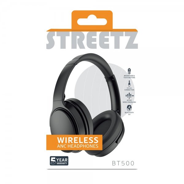Streetz Hovedtelefoner BT500 Trådløse ANC Hovedtelefoner Sort