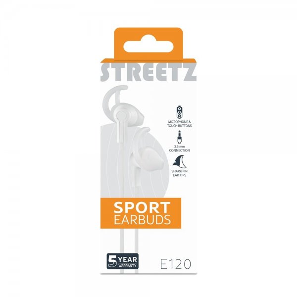 Streetz Hovedtelefoner E120 Sport Earbuds 3.5mm Hvid