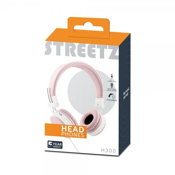 Streetz Høretelefoner H300 Hovedtelefoner 3.5mm Lyserød