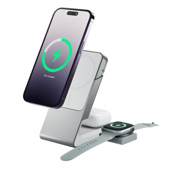 ALOGIC Matrix 3-i-1 Magnetisk Opladningsdock med Apple Watch Oplader Hvid