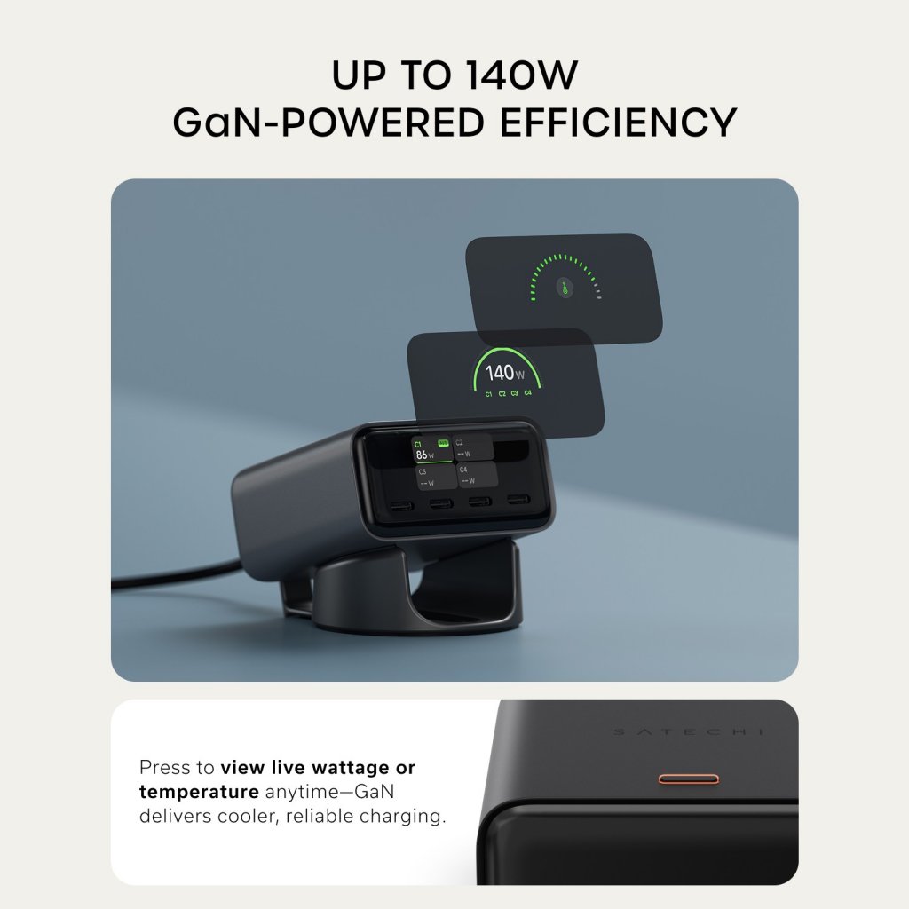 Satechi ChargeView 140W skrivebordslader Space Black
