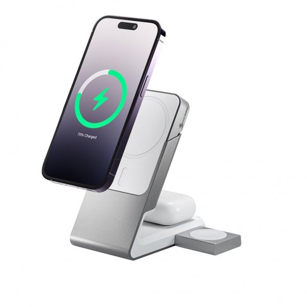 ALOGIC Matrix 3-i-1 Magnetisk Opladningsdock med Apple Watch Oplader Hvid