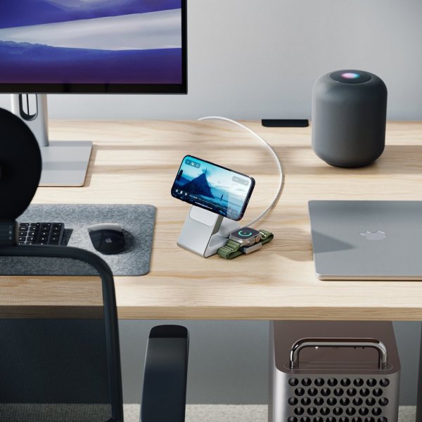 ALOGIC Matrix 3-i-1 Magnetisk Opladningsdock med Apple Watch Oplader Hvid