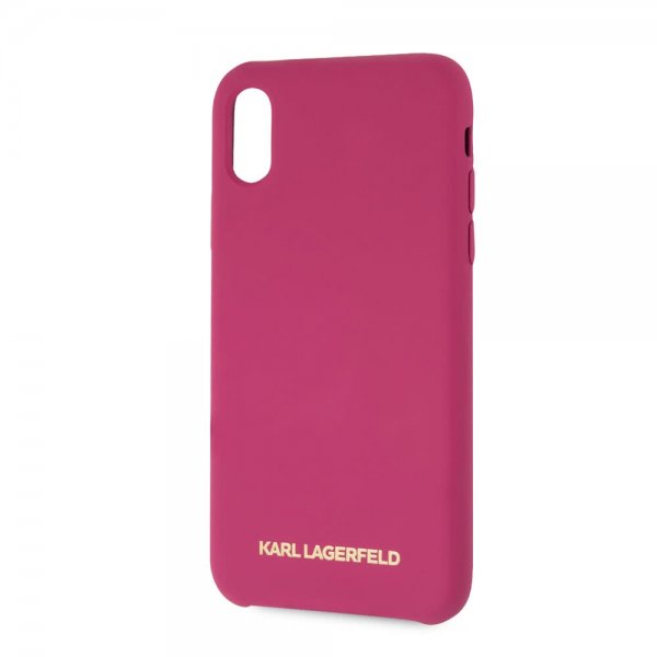 Karl Lagerfeld iPhone X/Xs Cover Silikone Lagerfeld Guld Logo Magenta