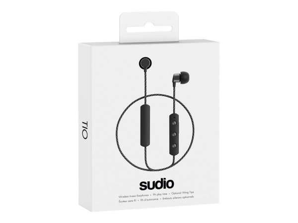 Sudio Tio trådløse in-ear-høretelefoner med vævet kabel - sort