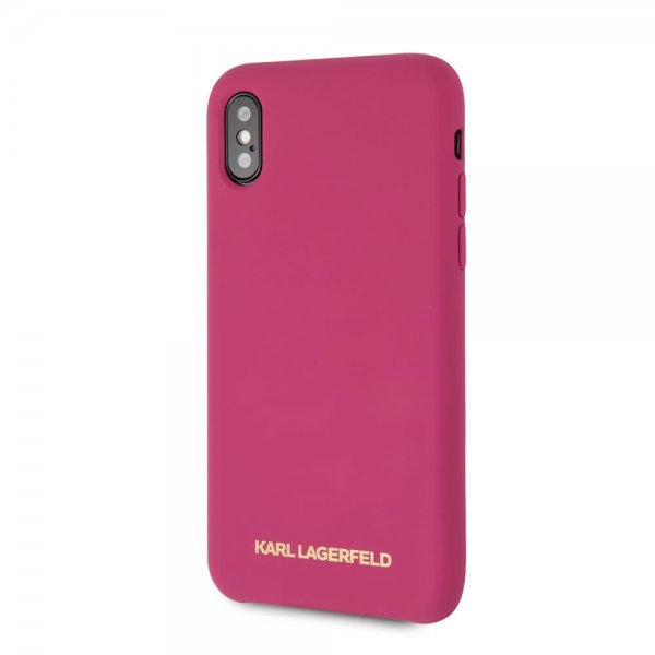 Karl Lagerfeld iPhone X/Xs Cover Silikone Lagerfeld Guld Logo Magenta
