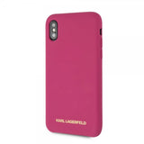 Karl Lagerfeld iPhone X/Xs Cover Silikone Lagerfeld Guld Logo Magenta