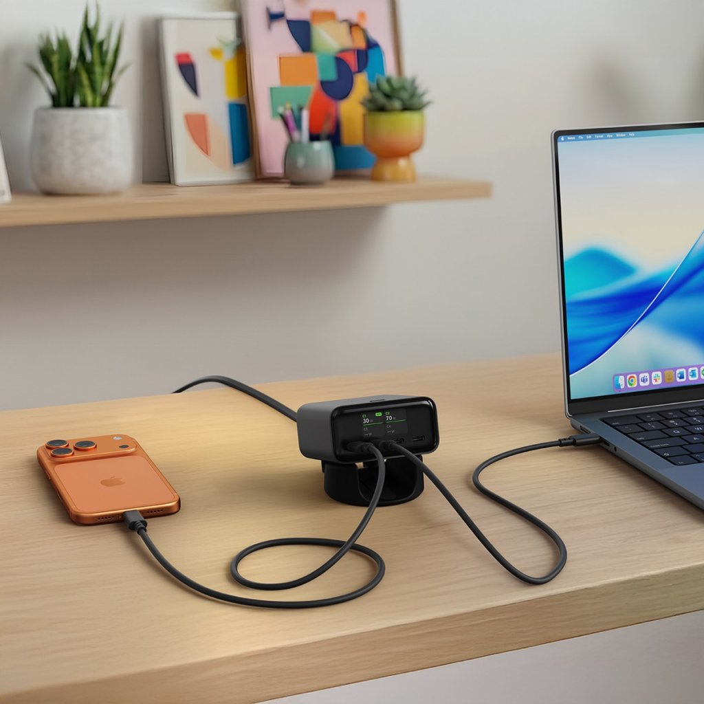 Satechi ChargeView 140W skrivebordslader Space Black