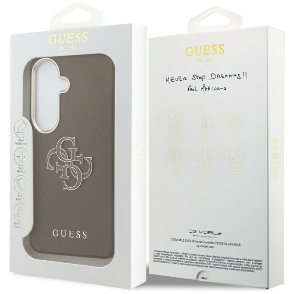 Guess Samsung Galaxy S26 Plus Cover 4G Logo Grained Brun