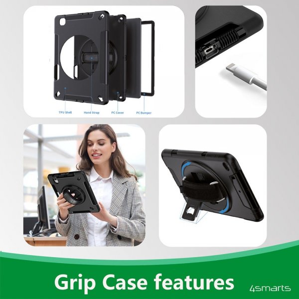 4smarts iPad 10.2 (gen 7/8/9) Cover Rugged Etui Grip Sort