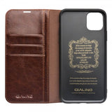 Qialino iPhone 11 Cover Ægte Læder Kortlomme Brun
