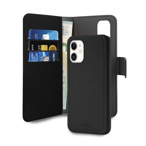 Puro iPhone 11 Etui Wallet Detachable 2 i 1 Sort