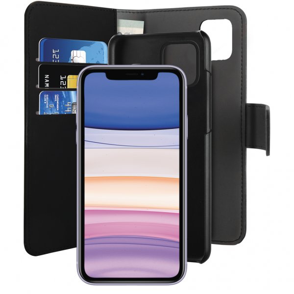 Puro iPhone 11 Etui Wallet Detachable 2 i 1 Sort