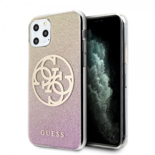 Guess iPhone 11 Pro Max Cover Glitter Circle Rosegold