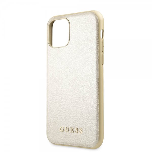 Guess iPhone 11 Pro Max Cover Lædertekstur Guld