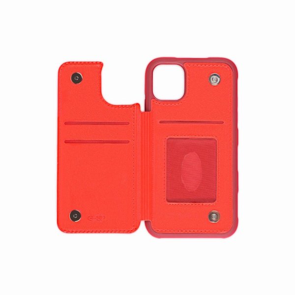 iPhone 11 Pro Max Cover Udklappeligt Kortholder Rød