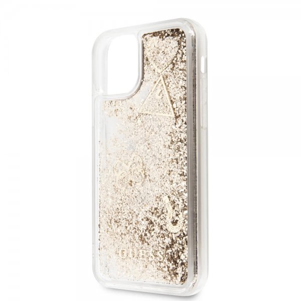 Guess iPhone 11 Pro Cover Glitter Hearts Guld