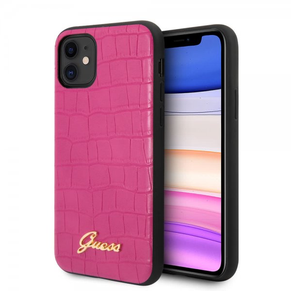 Guess iPhone 11 Cover Croco Rosa