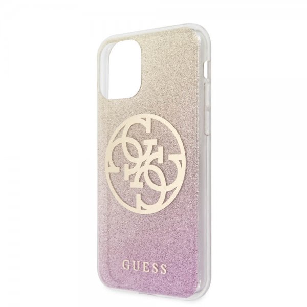 Guess iPhone 11 Cover Glitter Circle Rosaguld