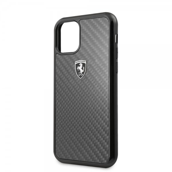 Ferrari iPhone 11 Cover Kulfibertekstur Sort