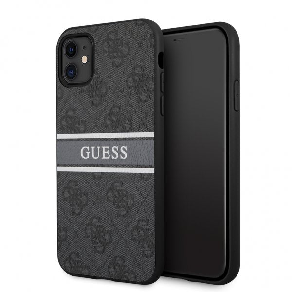 Guess iPhone 11 Cover Printed Stripe Grå