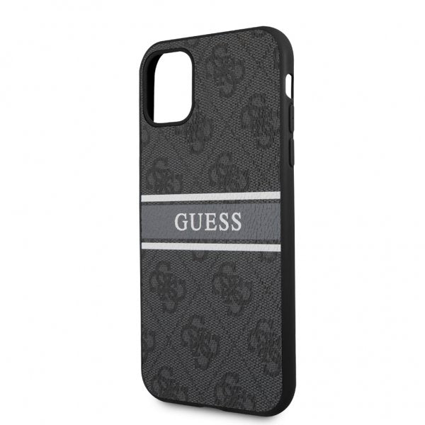 Guess iPhone 11 Cover Printed Stripe Grå