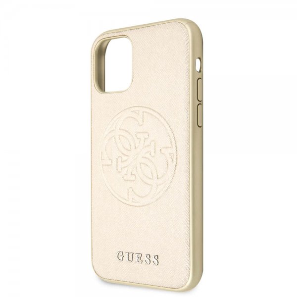 Guess iPhone 11 Cover Saffiano Guld