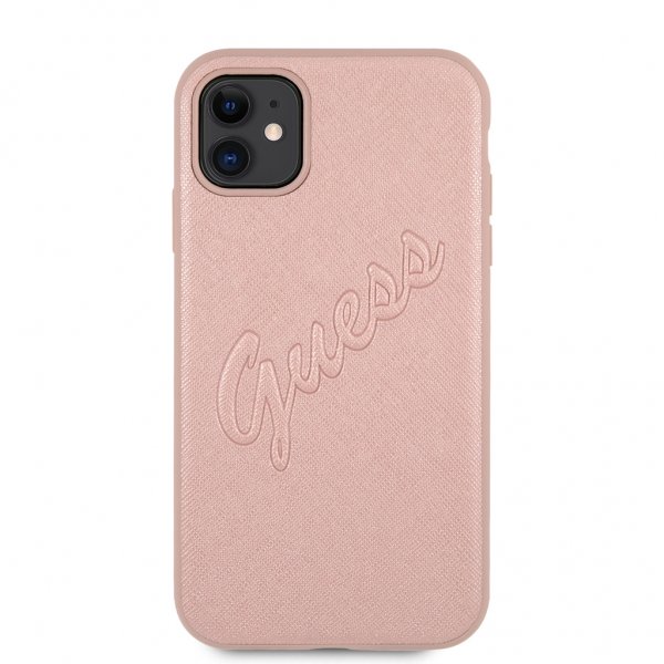 Guess iPhone 11 Cover Saffiano Vintage Script Rosegold