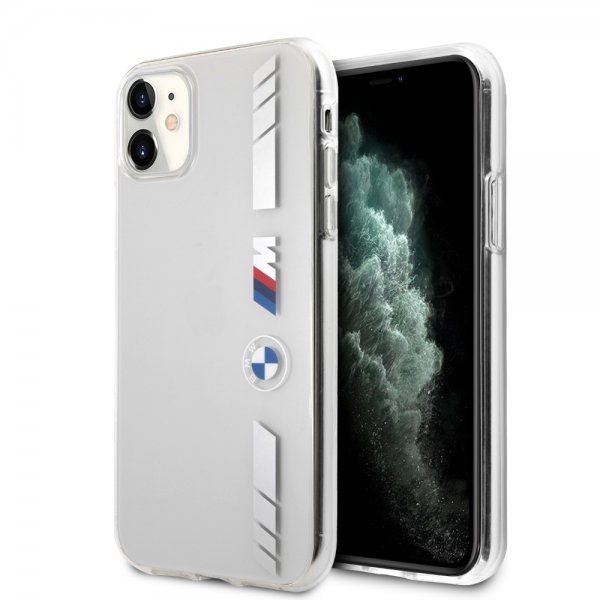 BMW iPhone 11 Cover Stripes Silver Transparent