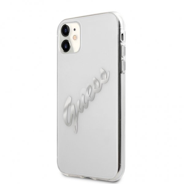 Guess iPhone 11 Cover Vintage Script Sølv Klar