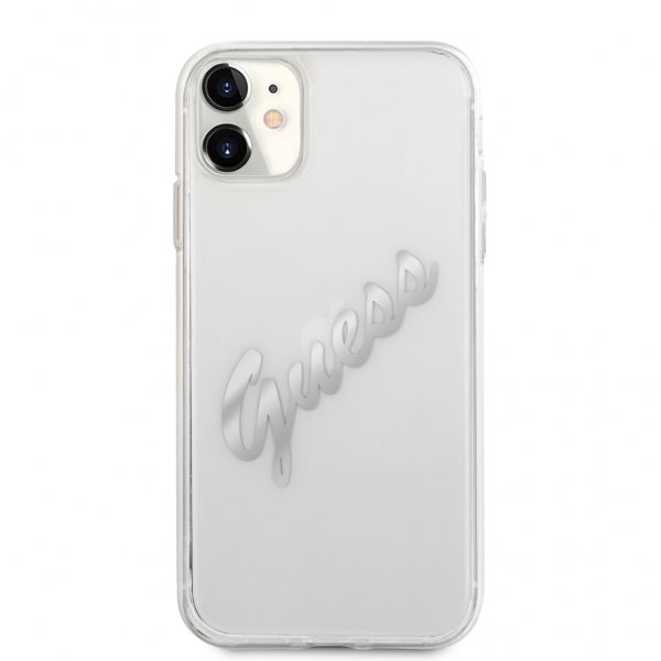 Guess iPhone 11 Cover Vintage Script Sølv Klar