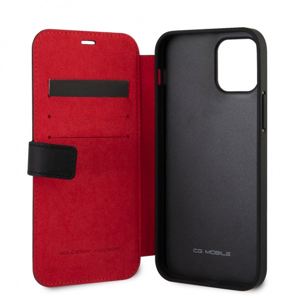 Ferrari iPhone 12/iPhone 12 Pro Etui Logo Perforeret Sort