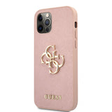 Guess iPhone 12/iPhone 12 Pro Cover 4G Logo Saffiano Pink