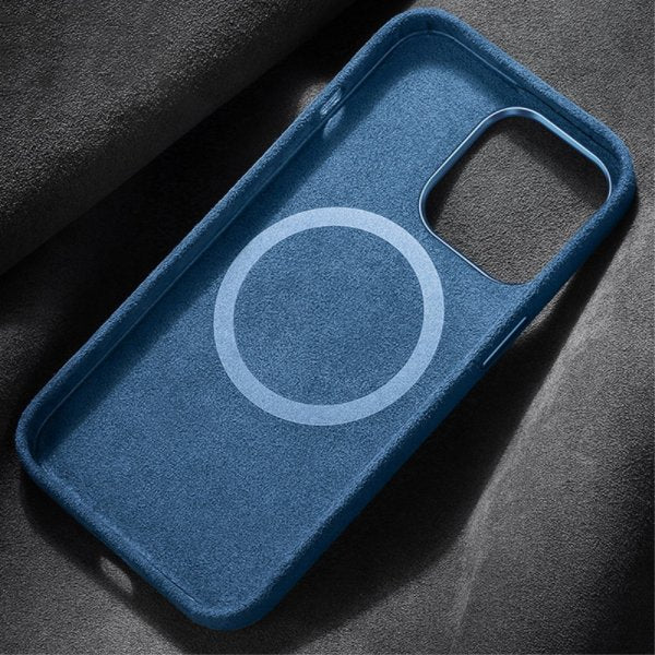 iPhone 12/iPhone 12 Pro Cover Alcantara MagSafe Blå