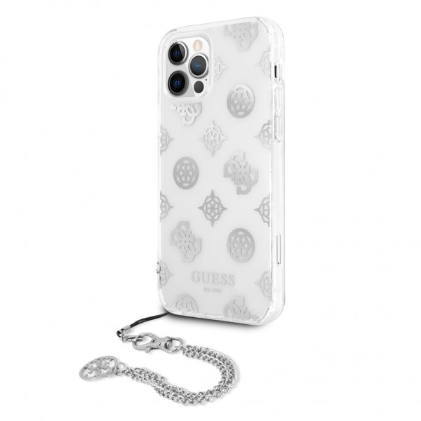 Guess iPhone 12/iPhone 12 Pro Cover Chain Peony Silver