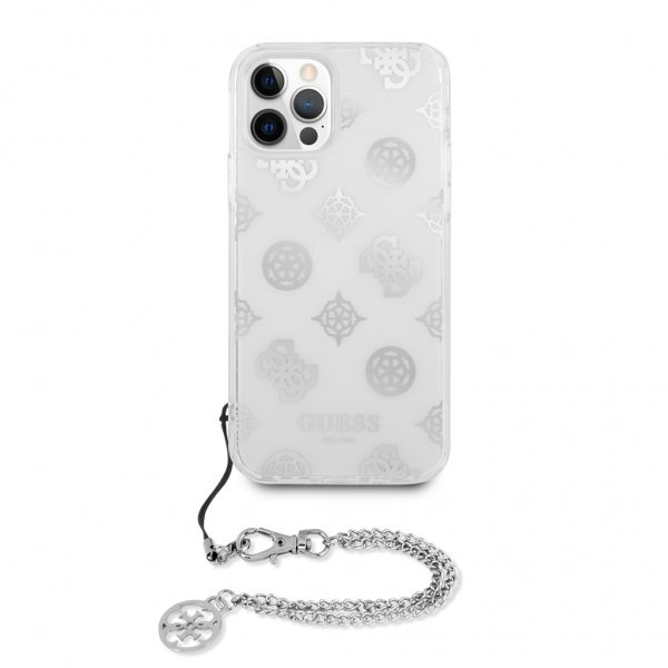 Guess iPhone 12/iPhone 12 Pro Cover Chain Peony Silver