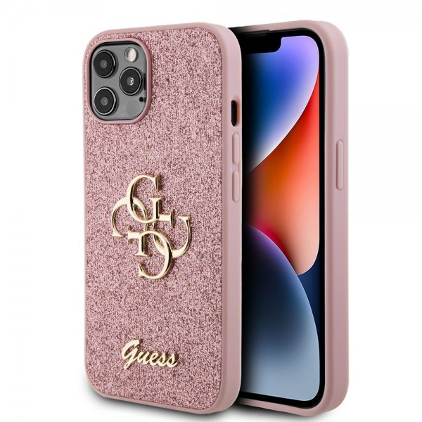 Guess iPhone 12/iPhone 12 Pro Cover Fixed Glitter Rosa